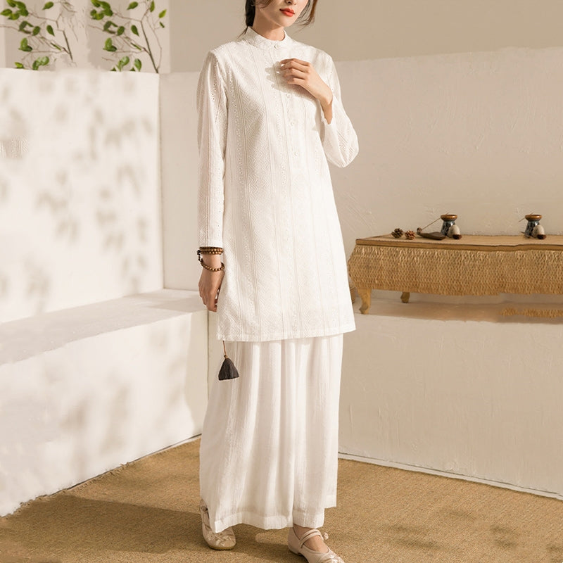 Breathable Cotton Two-Piece Long Sleeve Meditation and Movement Set