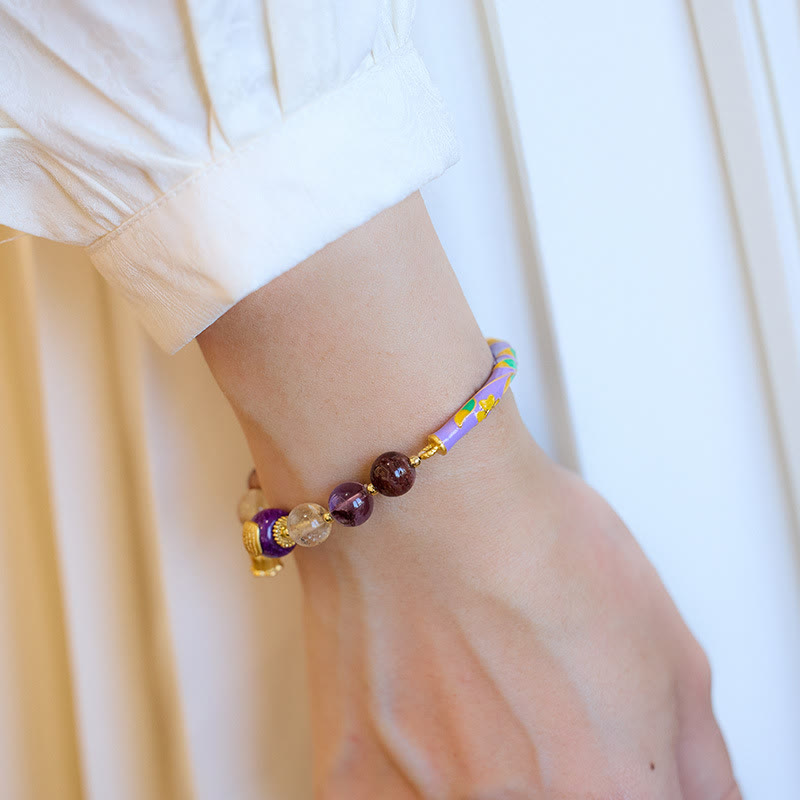 Purple Phantom Purple Jade Scripture Citrine Love Wisdom Bracelet Bangle