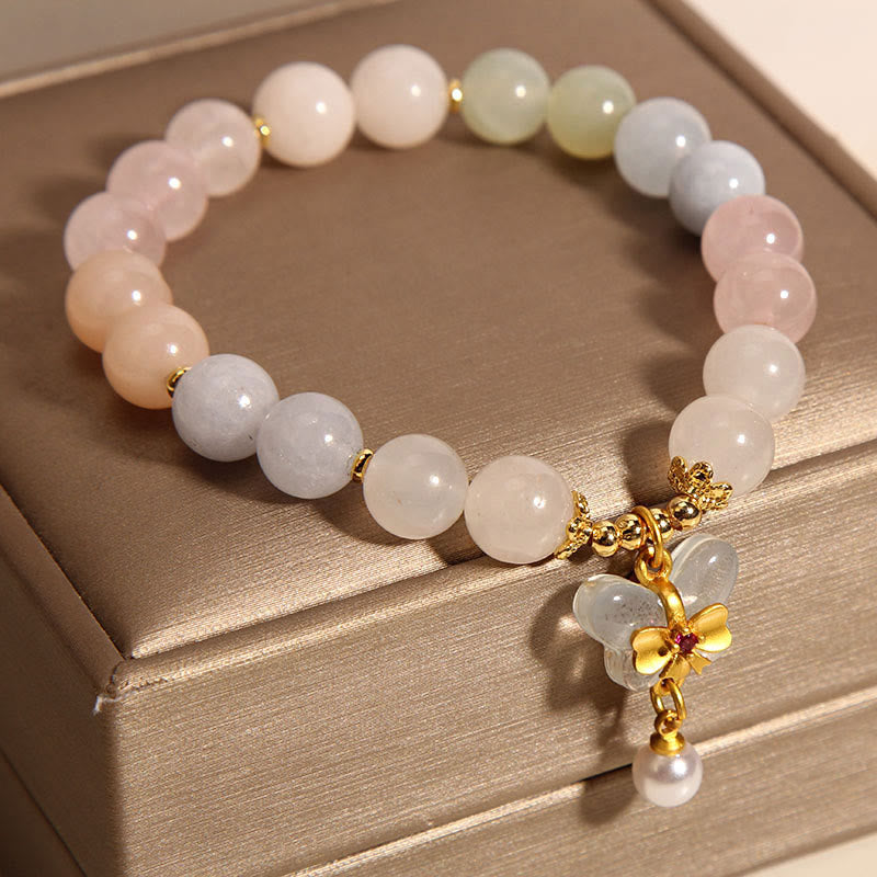 Natural Morganite Confidence Butterfly Charm Bracelet