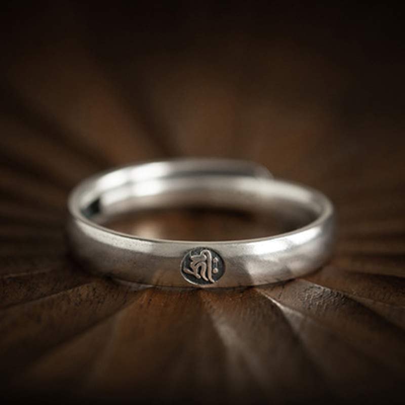 Chinese Zodiac Natal Buddha Couple Silver-plated Ring