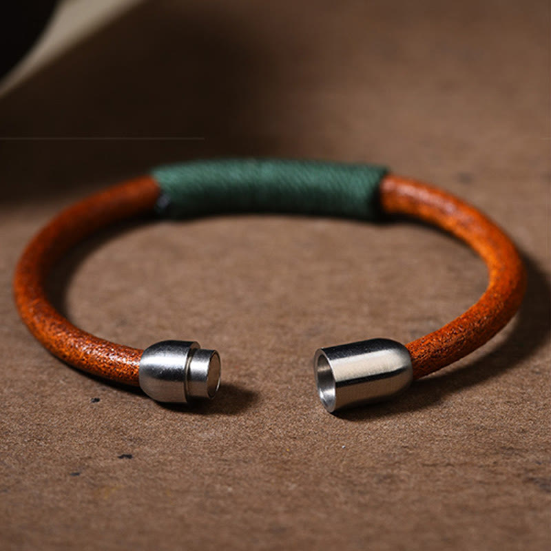 Tibetan Leather Handmade Five Elements Luck Braid String Buckle Bracelet