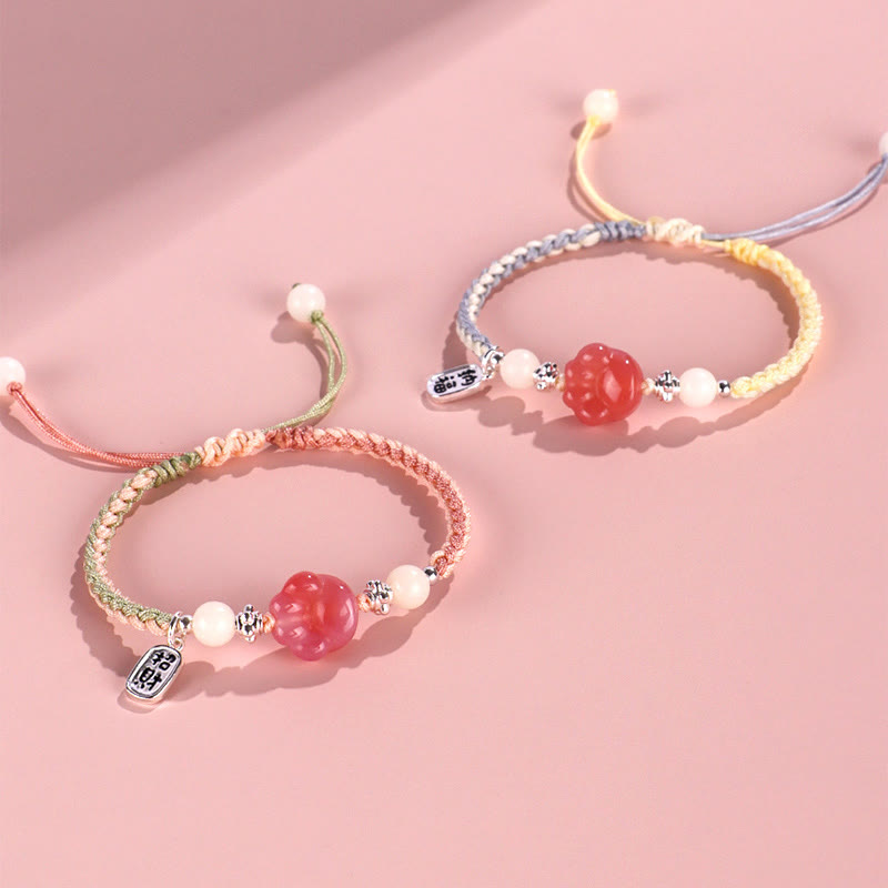 Yanyuan Agate Cat Claw Paw White Bodhi Seed Fu Character Positive Braided Rope Bracelet