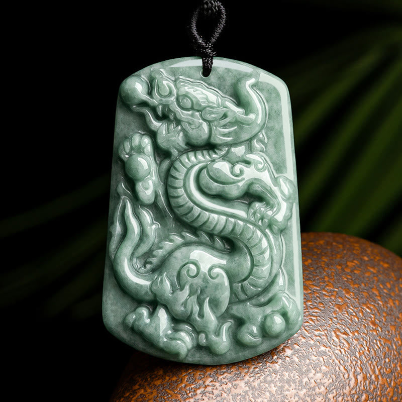 Year of the Dragon Chinese Zodiac Dragon Jade Success Amulet Necklace Pendant