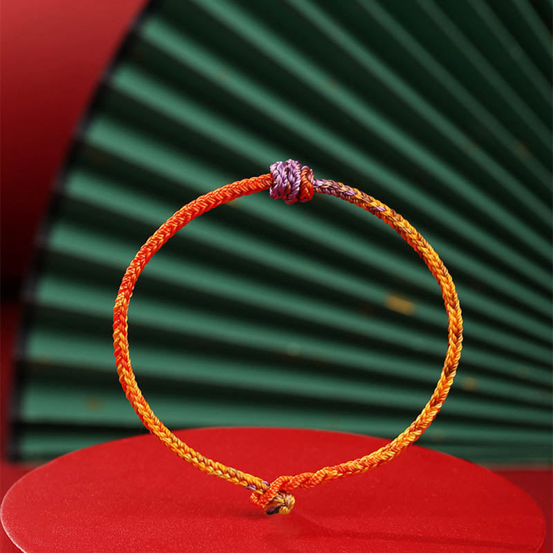 Handcrafted Purple Gold and Red Braided Rope Bracelet