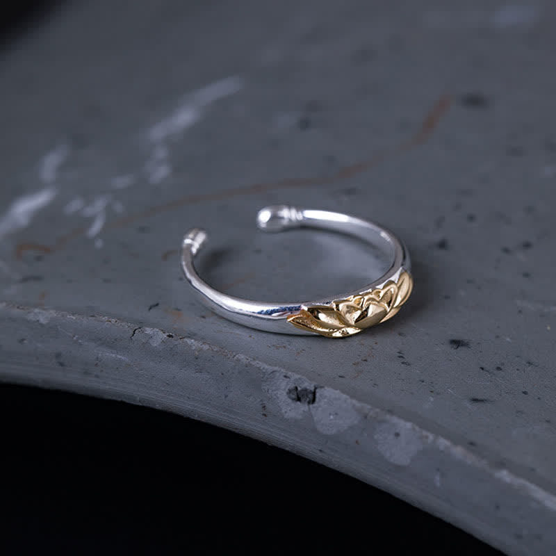 Handmade 925 Sterling Silver Lotus Flower Adjustable Ring
