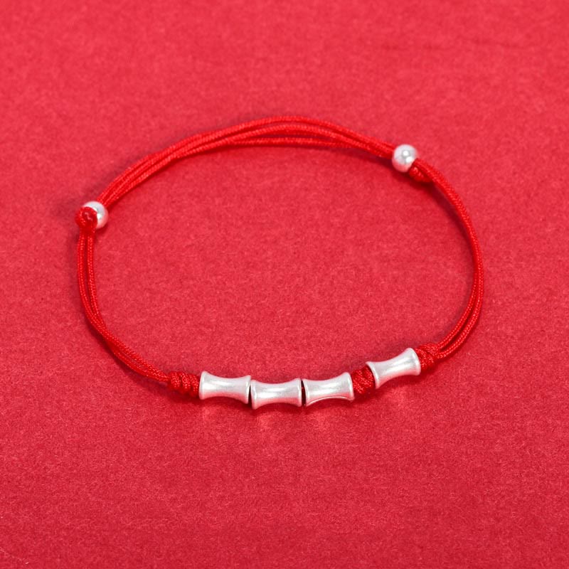 925 Sterling Silver Bamboo Design Protection Luck Braided Bracelet