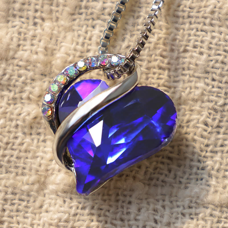 Love Heart Birthstone Healing Energy Necklace Pendant