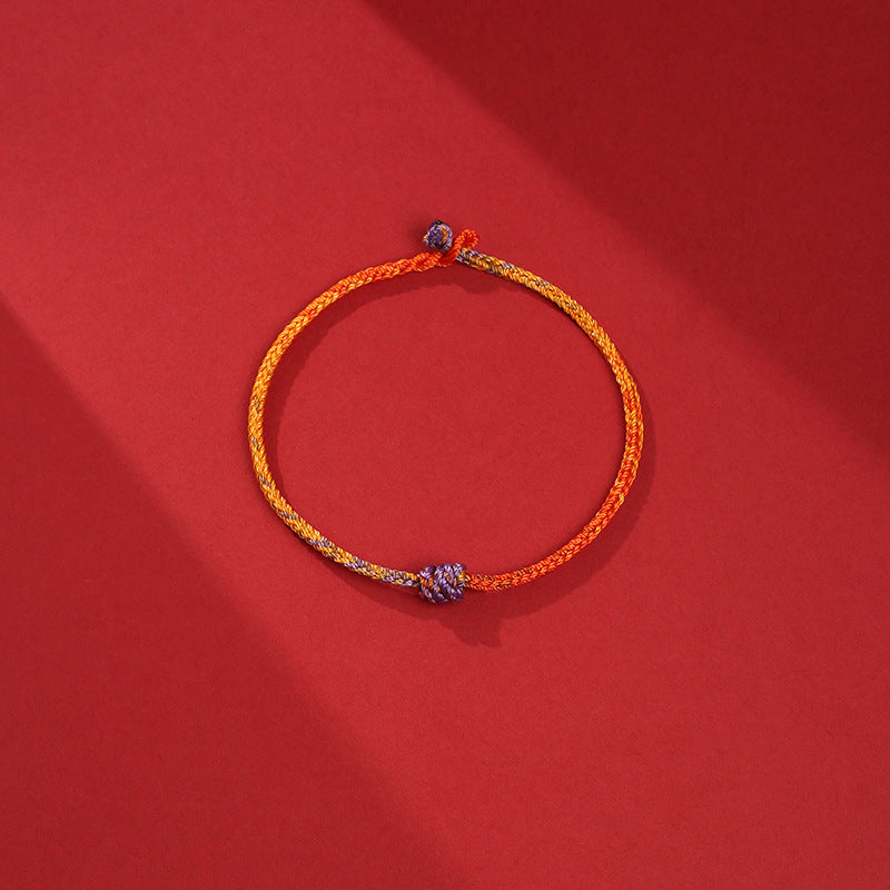 Handcrafted Purple Gold and Red Braided Rope Bracelet