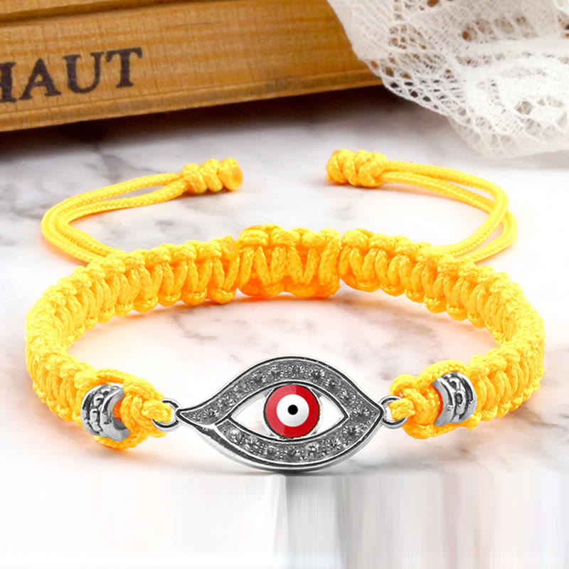 Handmade Evil Eye Red String Braided Bracelet with Gold or Silver Border