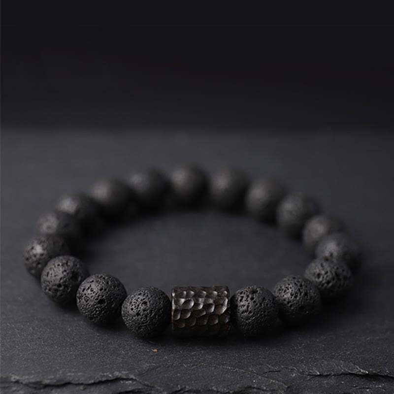 Lava Rock Ebony Wood Tiger Eye Healing Bracelet