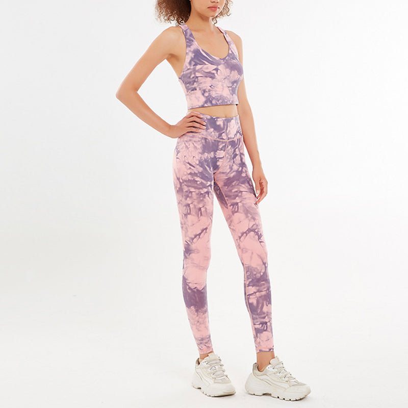 2Pcs Floral Flowers Print Crop Tank Top Pants Sports Gym Outfits Fitness Yoga Women's Yoga Sets
