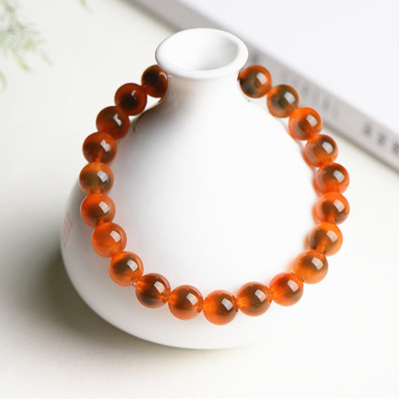 Natural Polished Candy Agate Round Bead Energy Bracelet