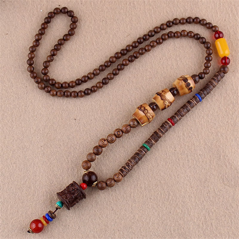 Tibetan Wenge Wood Bodhi Seed Agate Elephant Protection Necklace Pendant (Extra 40% Off | USE CODE: FS40)