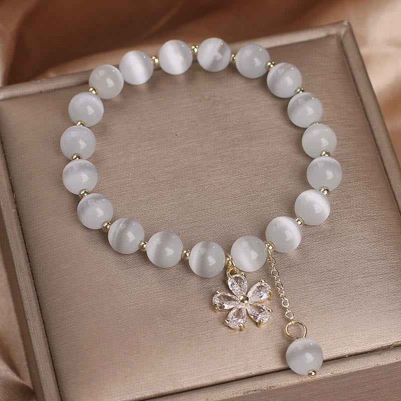 Cat's Eye Flower Charm Peace Support Bracelet