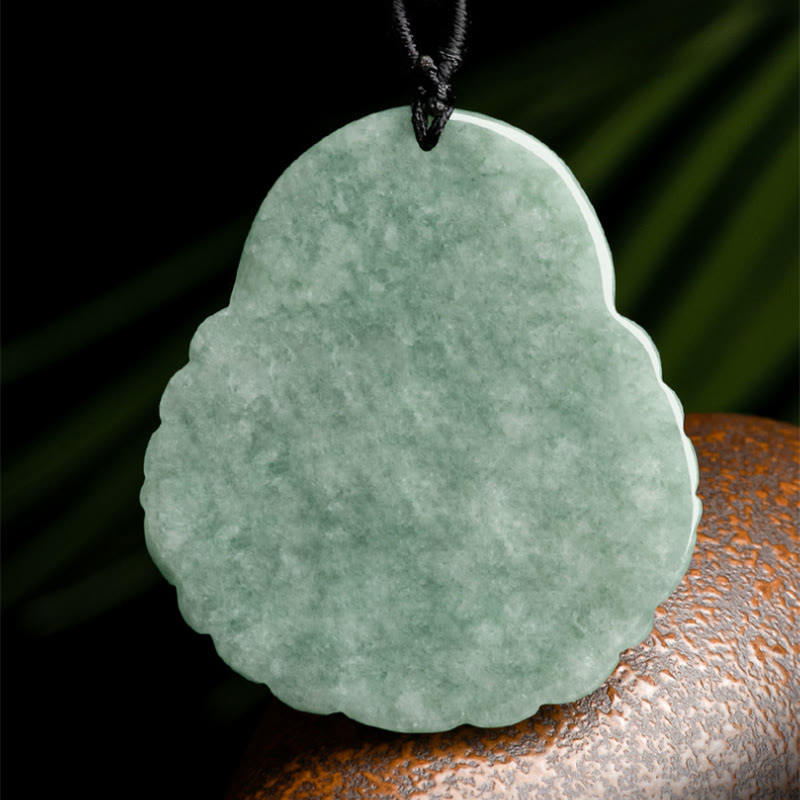 Laughing Buddha Natural Jade Copper Coin Abundance Necklace Pendant