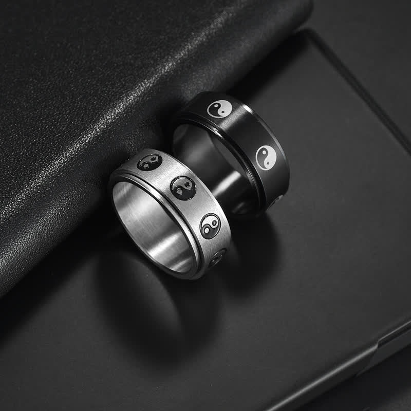 Yin Yang Titanium Steel Balance Rotatable Ring