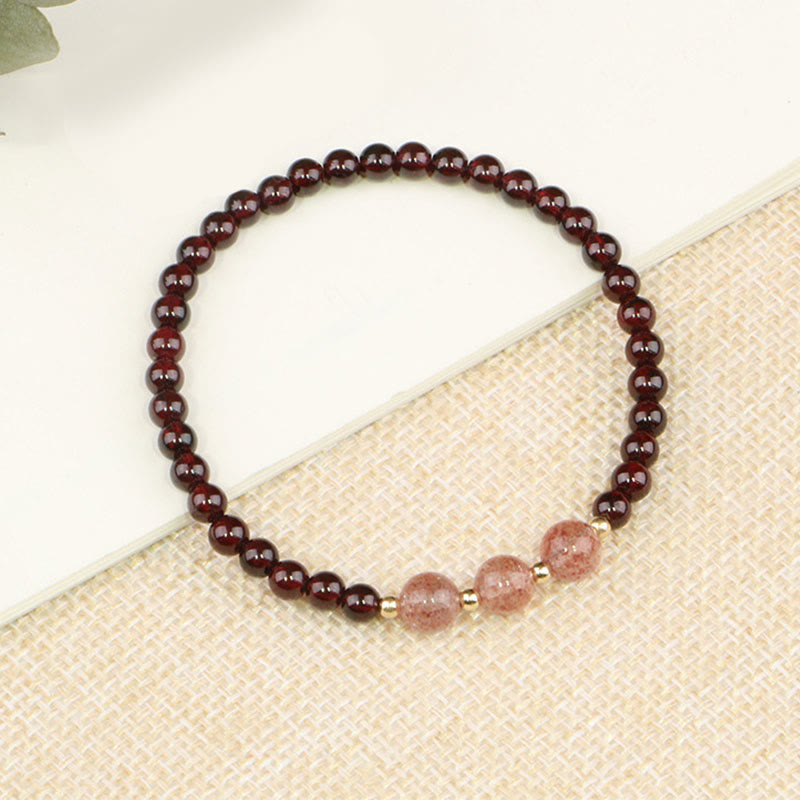 Natural Garnet Strawberry Quartz Calm Bracelet