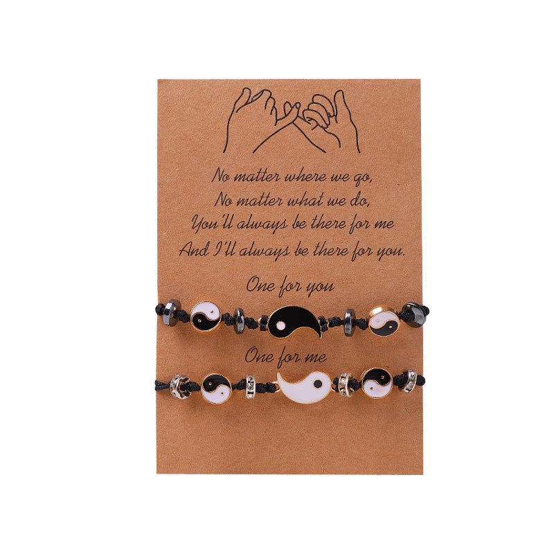 Grounding Hematite Yin Yang Couple Bracelet Set - 2 Pieces