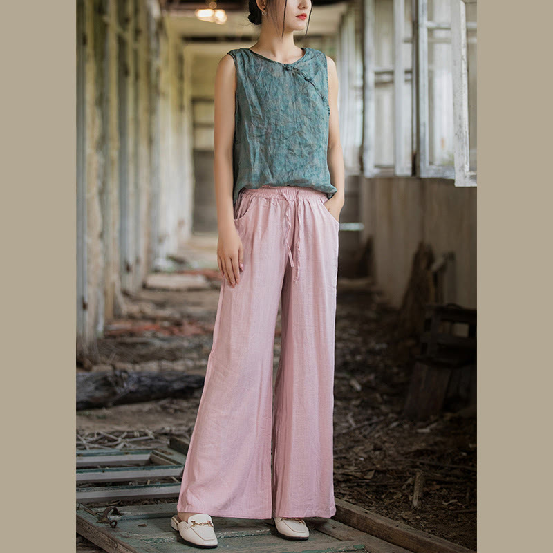 Plain Wide Leg Pants Dance Women's Yoga Pants With Pockets