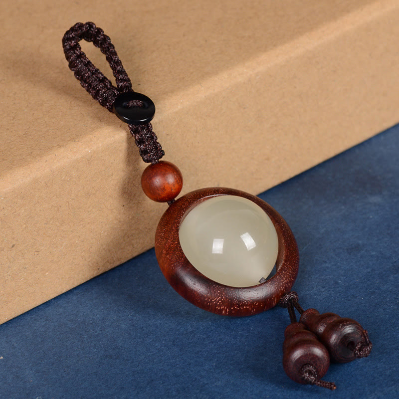 Red Sandalwood Ebony Wood Green Sandalwood Luminous Lucky Bead Gourd Peace Key Chain