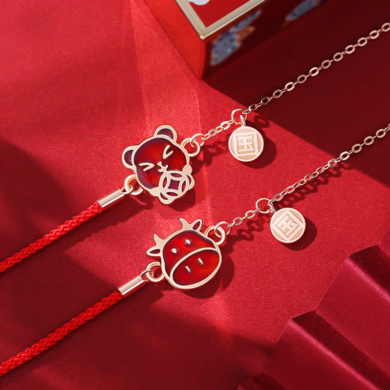 925 Sterling Silver Color-changing Chinese Zodiac Luck Protection Red String Chain Bracelet