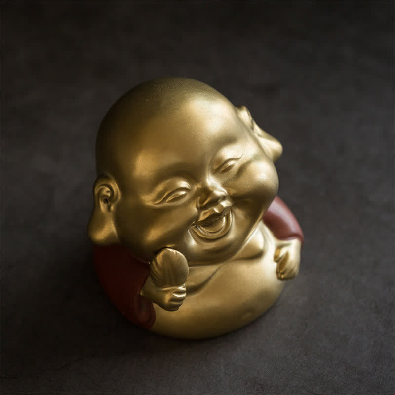 Handcrafted Ceramic Laughing Buddha Healing Incense Burner for Meditation