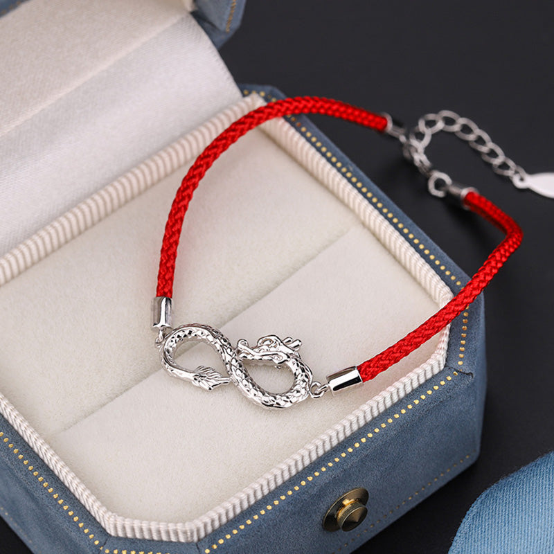 Year Of The Dragon 999 Sterling Silver Endless Knot Luck Protection Bracelet