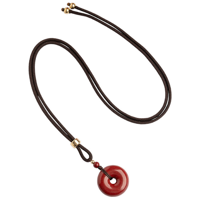 Cinnabar Peace Buckle Calm Blessing Necklace Pendant (Extra 35% Off | USE CODE: FS35)