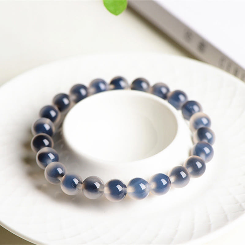 Natural Polished Candy Agate Round Bead Energy Bracelet