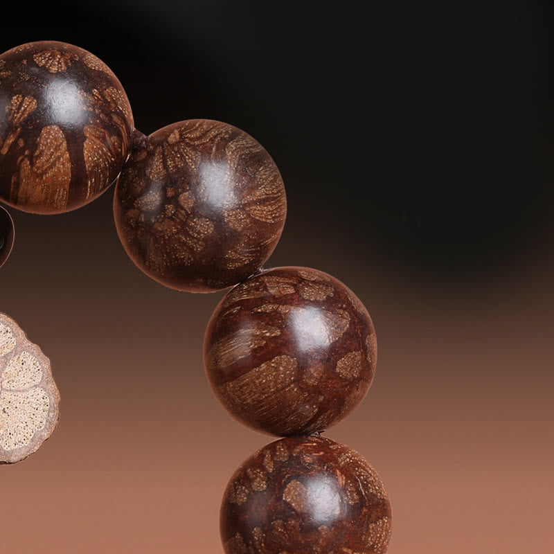 Natural Plum Blossom Wood Large Bead Meditation Bracelet