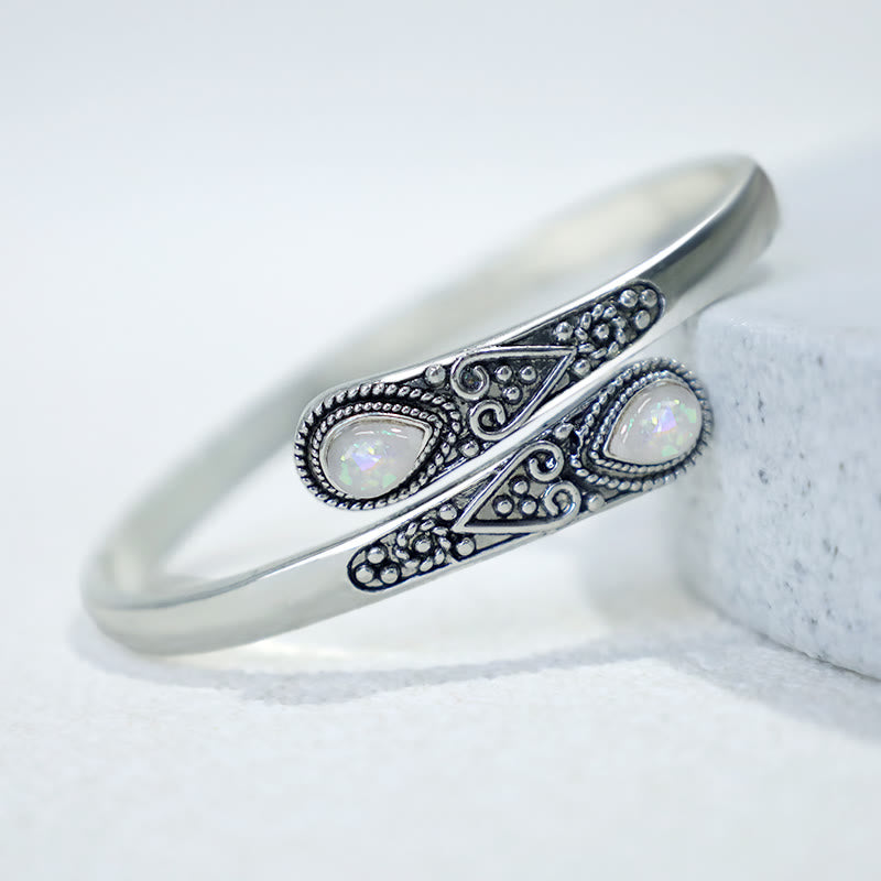 Zircon Water Drop Pattern Healing Cuff Bracelet Bangle