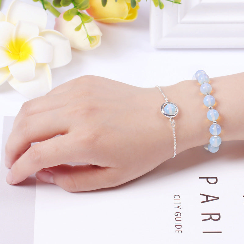 Sun Stone Strawberry Quartz Crystal Positive Bracelet