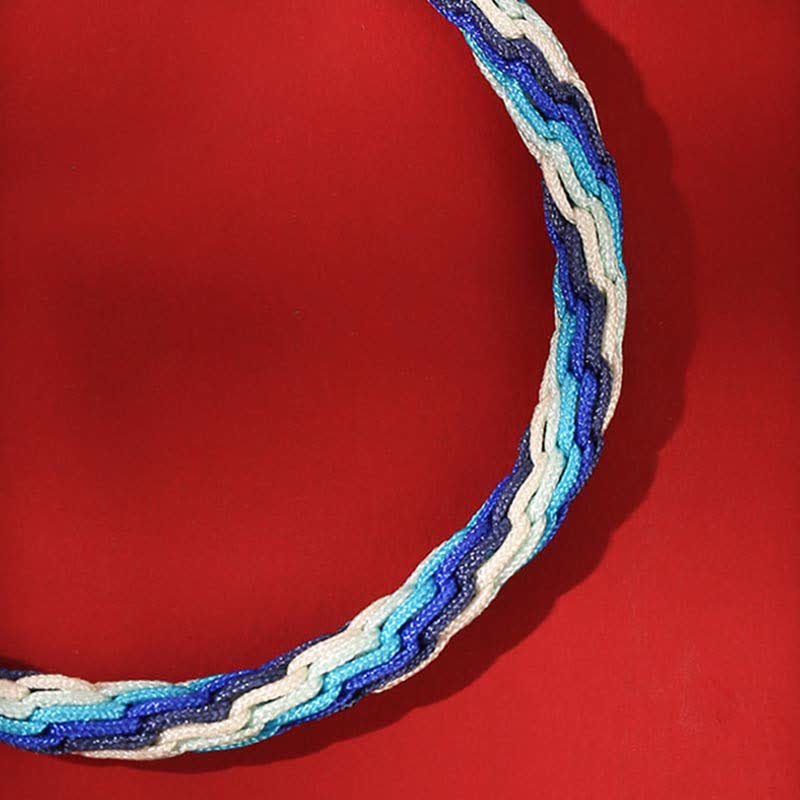 Handmade 925 Sterling Silver Wu Lou Endless Knot Hand-Woven Red String Bracelet