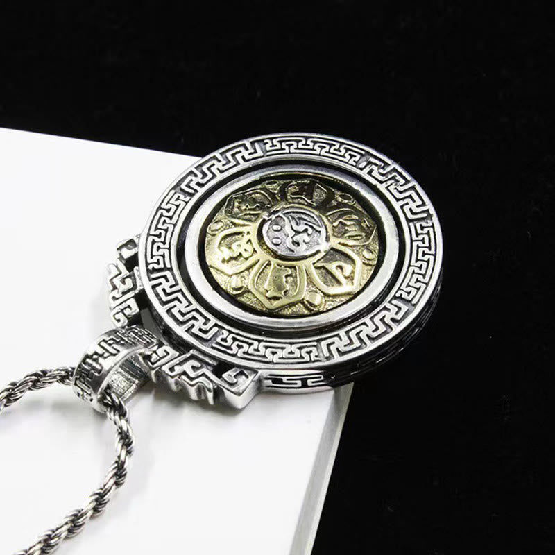 Tibetan Om Mani Padme Hum Double Dorje Vajra Rotatable Purity Peace Necklace Pendant