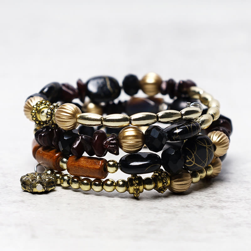 Multilayer Irregular Turquoise & Natural Agate Bead Wrap Bracelet