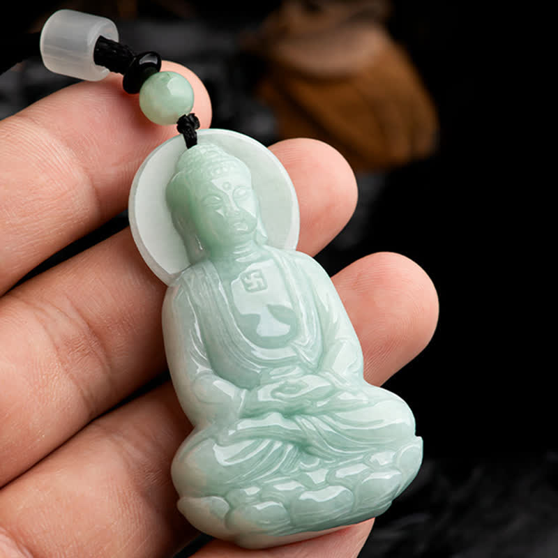 Amitabha Buddha Jade Amulet Compassion String Necklace