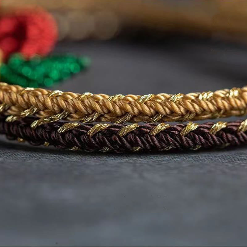 Rose Flower Rope Eight Thread Peace Knot Luck Handmade Bracelet