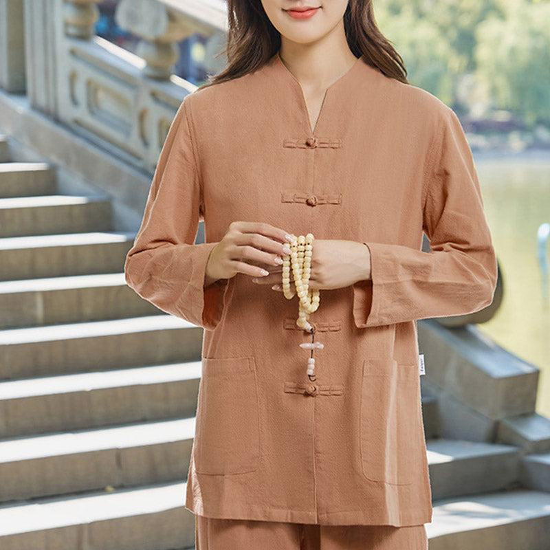 Handcrafted Cotton Linen Stand-Collar Meditation and Ritual Set
