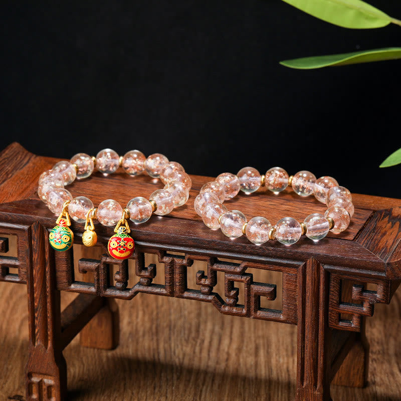Handmade Luminous Liuli Glass Pixiu Gold Swallowing Beast Success Bracelet