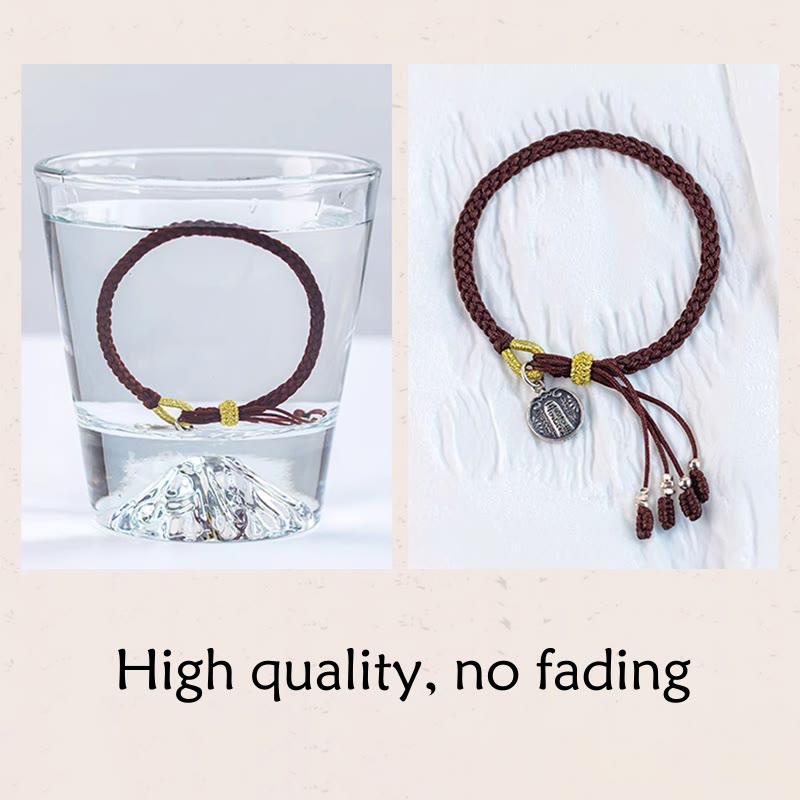 Handmade 925 Sterling Silver Five Directions Gods of Wealth Luck Protection String Braid Bracelet
