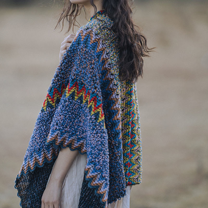 Tibetan Shawl Soft Warm Knitting Cloak Winter Tibetan Tassel Scarf