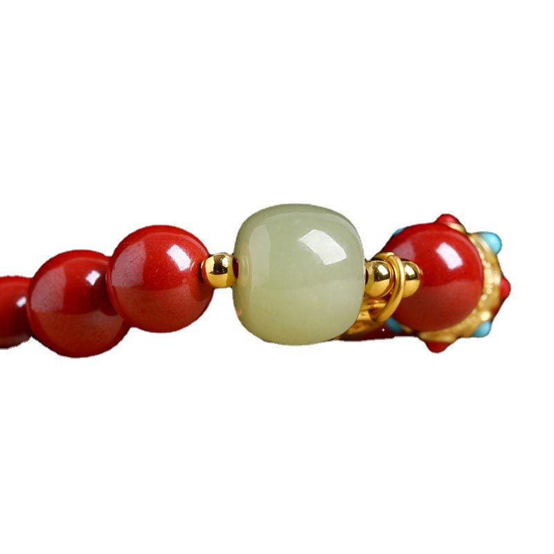 Cinnabar Green Aventurine Fortune Protection Charm Bracelet