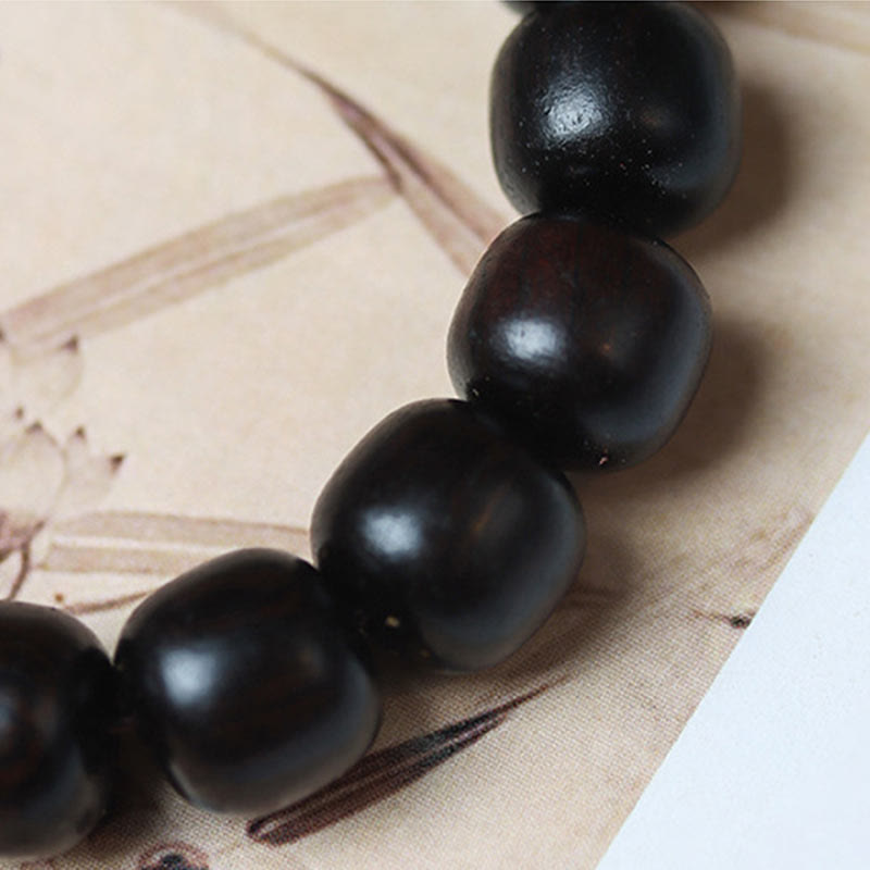 Ebony Wood Auspicious Clouds Engraved Calm Bracelet