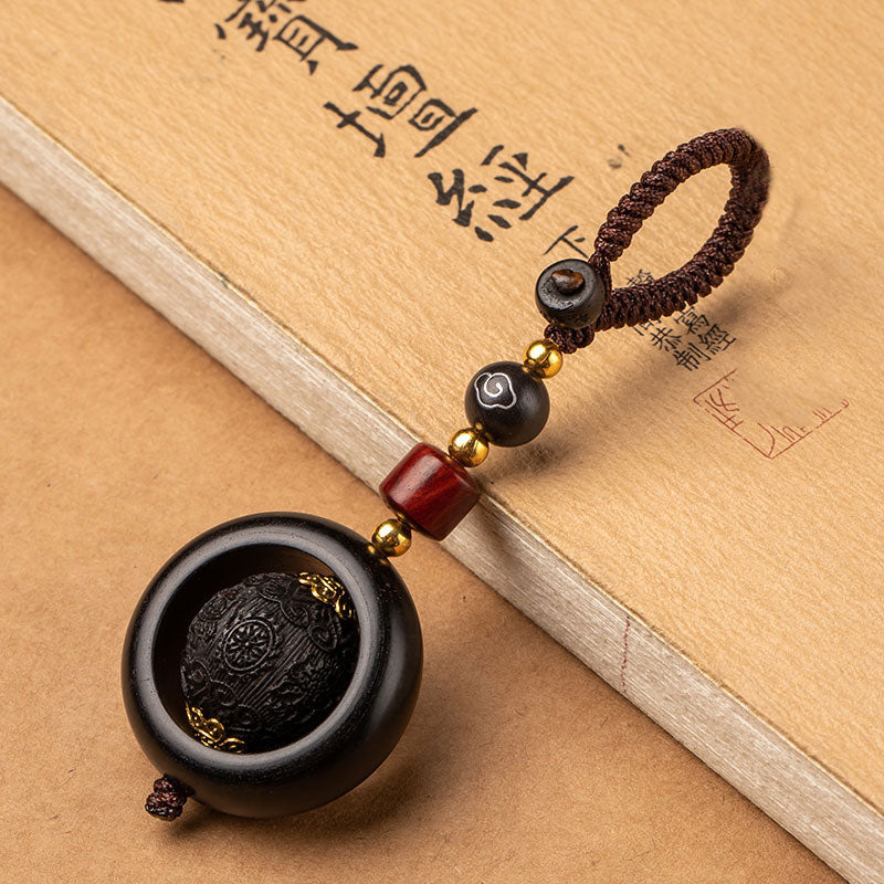 Tibetan Small Leaf Red Sandalwood Ebony Luck Protection Rotation Decoration