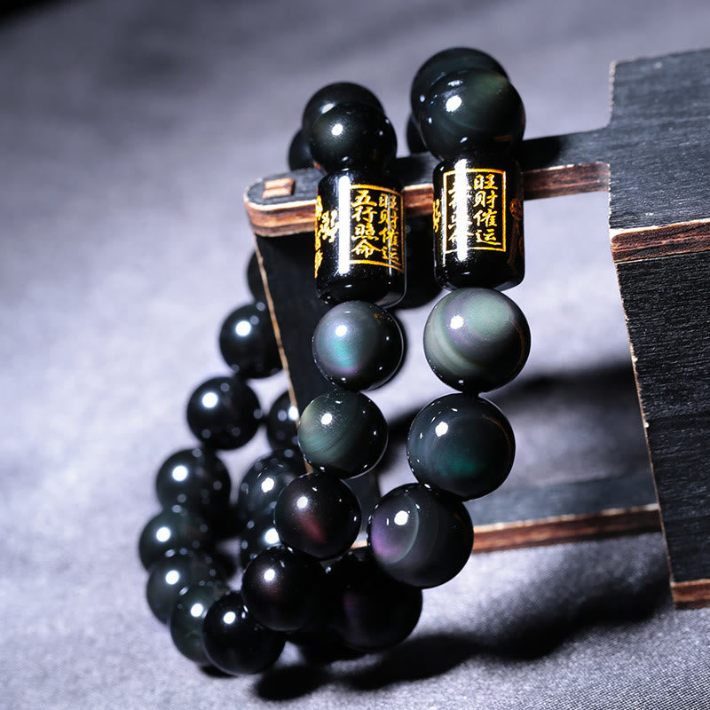 "Sending Balance and Protection" Rainbow Obsidian Bracelet Includes Gift Message Card