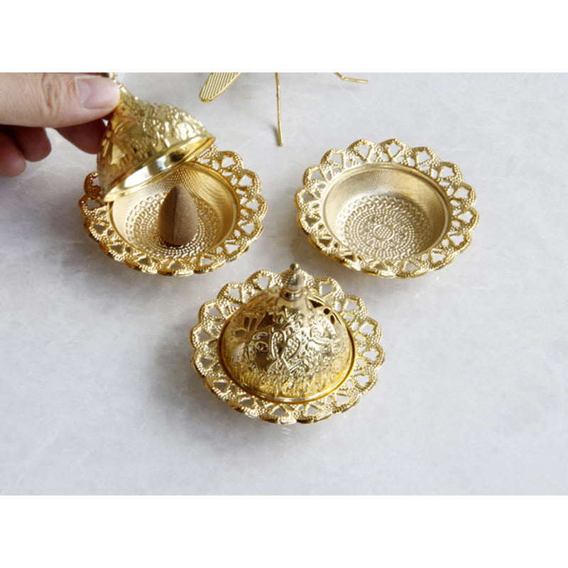 Tibetan Style Gold Mini Meditation Incense Burner