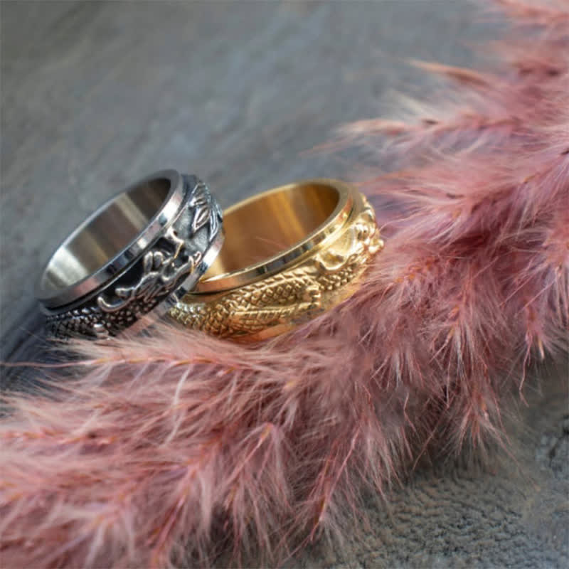 Dragon Titanium Steel Stimulation Rotatable Ring