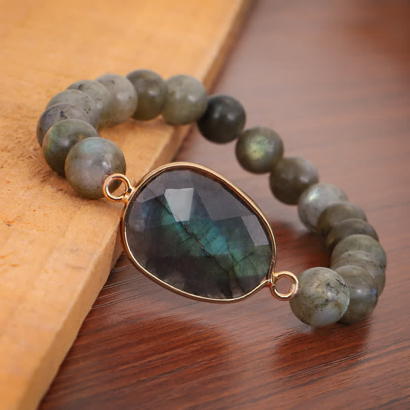 Natural Labradorite Moonstone Support Healing Beaded Bracelet