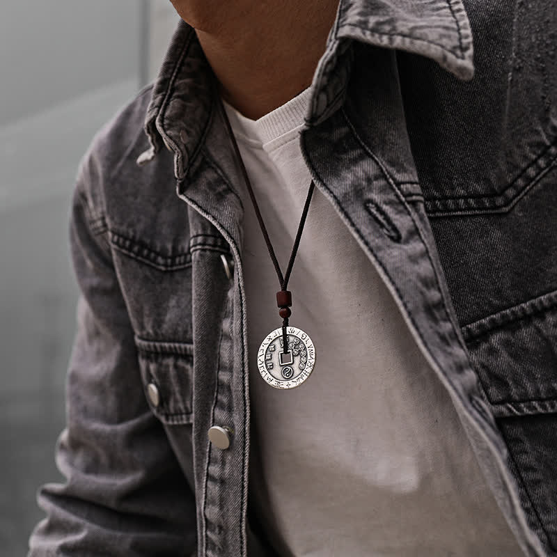 Handmade Sterling Silver & Copper Bagua Yin Yang Chinese Coin Pendant Necklace