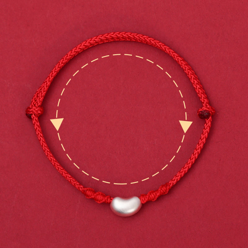 999 Sterling Silver Bean Design Luck Connection Handmade Braided Bracelet